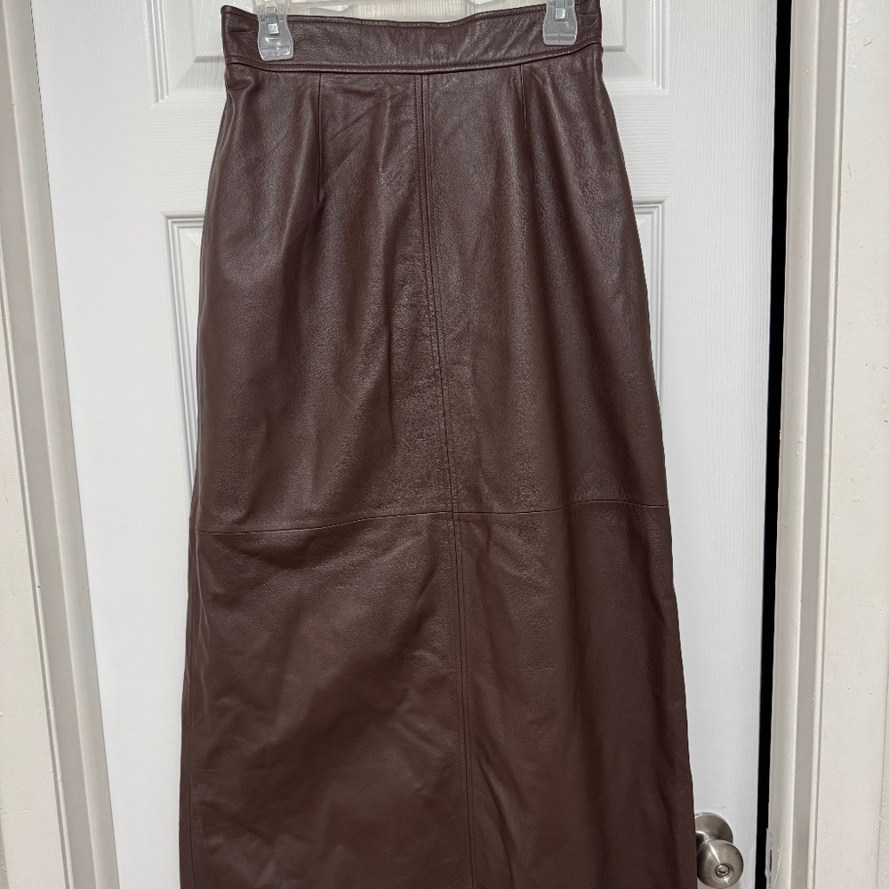 100% leather vintage brown skirt